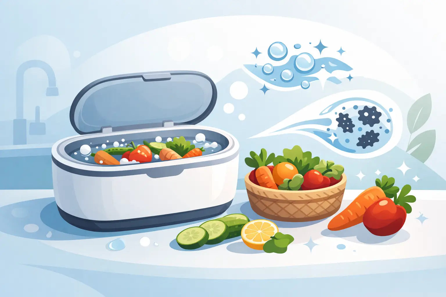 How does a fruit and vegetable washer work?