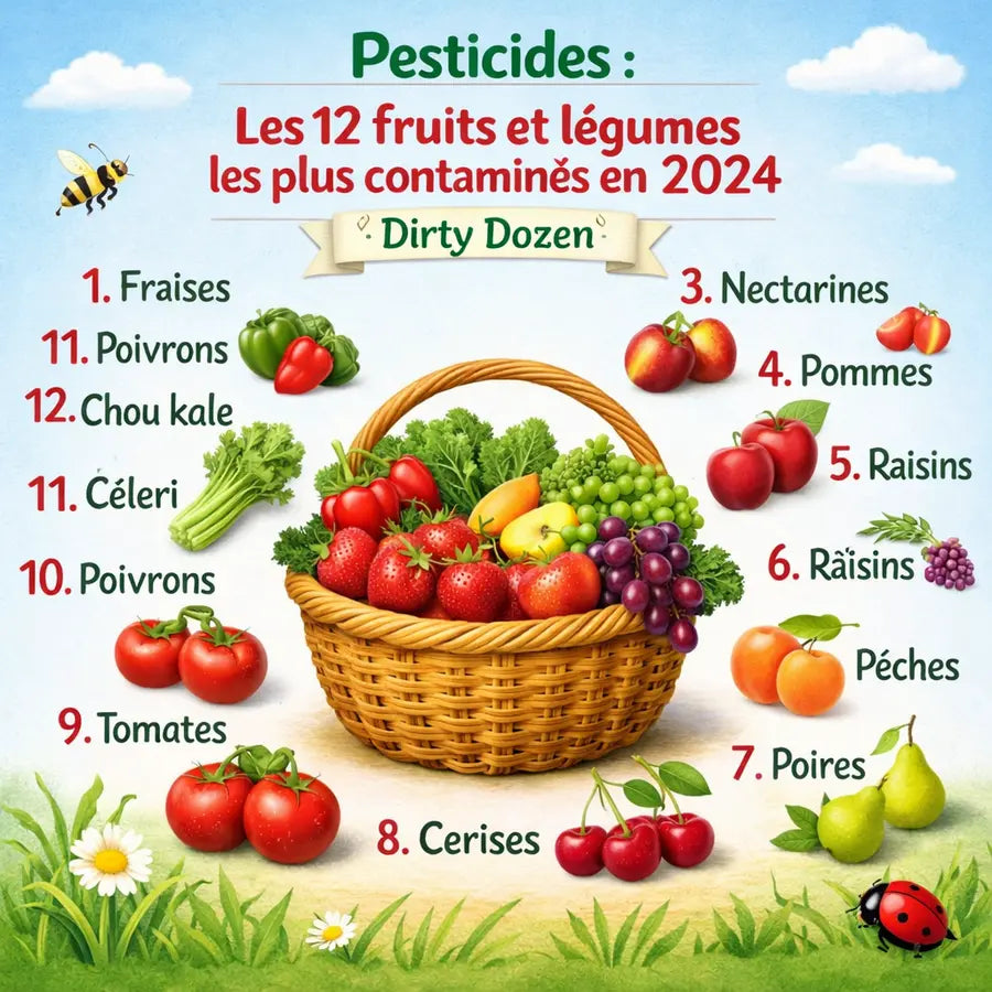 Liste des fruits et légumes contaminés nettoyés avec le KSD Cleaner