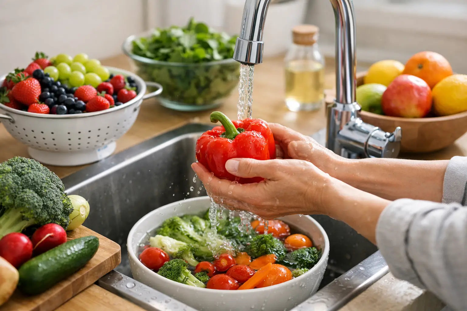 Comment laver fruits et légumes efficacement chez soi