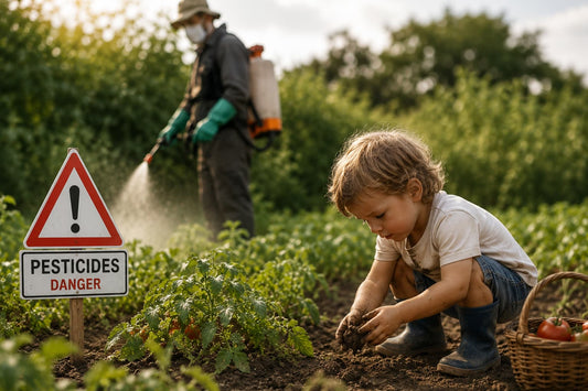Enfant mangeant des fraises fraîches nettoyées avec le KSD Cleaner sans pesticides